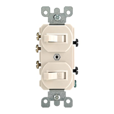 Leviton Leviton 15 amps Single Pole or 3-way Rocker Duplex Combination Switch Light Almond 1 pk 05241-0TS